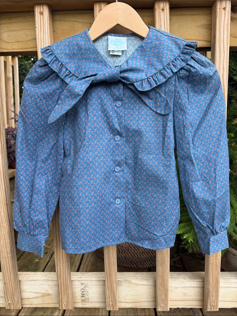 Vintage The Children’s Hour  Floral Ruffle Collar Prarie Style Girls' Blouse